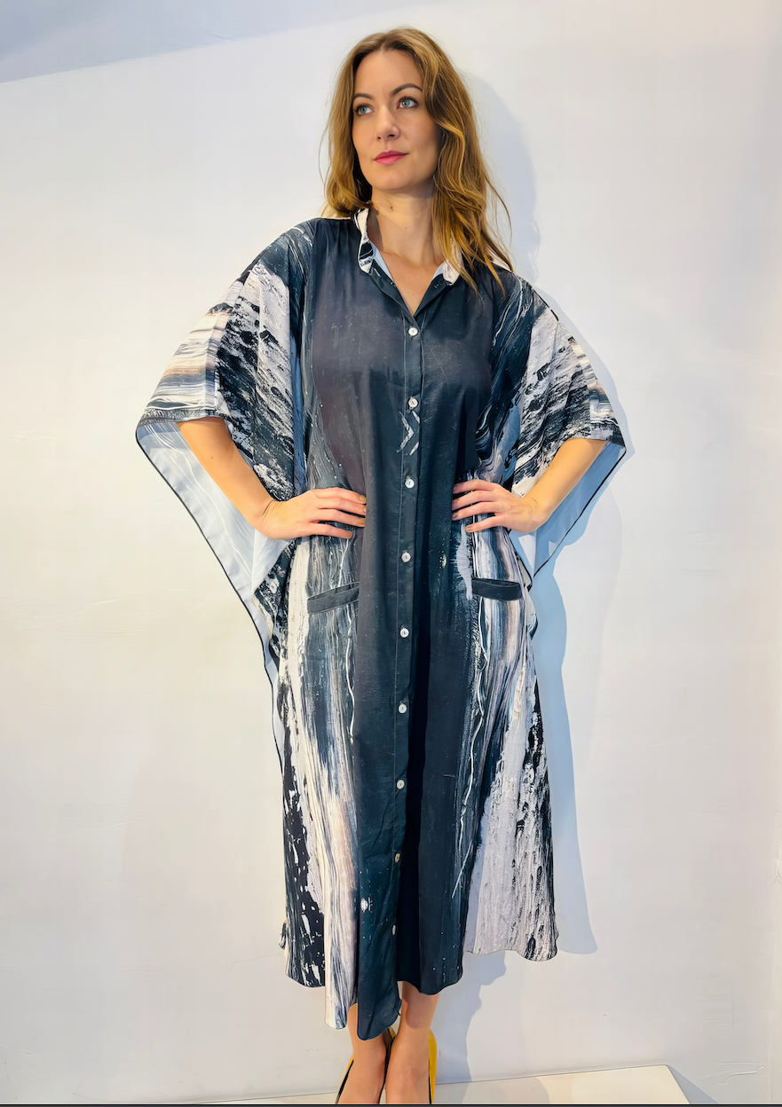 Alessa Long Pocket Maxi Dress Svart Munstur Sif.is Alessa Long Pocket Maxi Dress Svart Munstur Sif.is