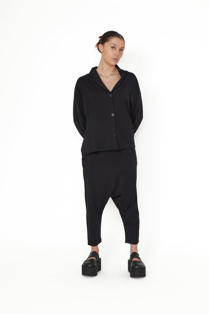 Sort Aarhus Baggy Buxur 1135 Svartar