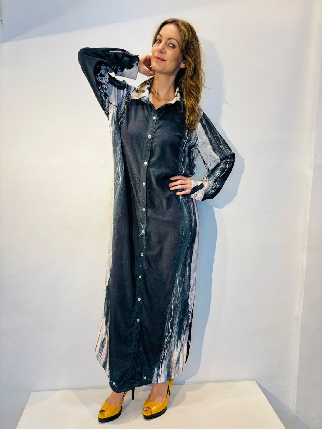 Alessa Long Pocket Maxi Dress Svart Munstur