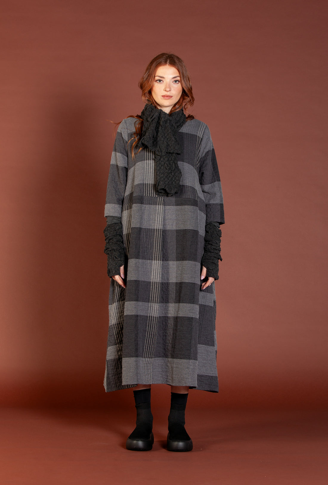 Mama B Kjóll Reishi S Dökkgrár Köflóttur