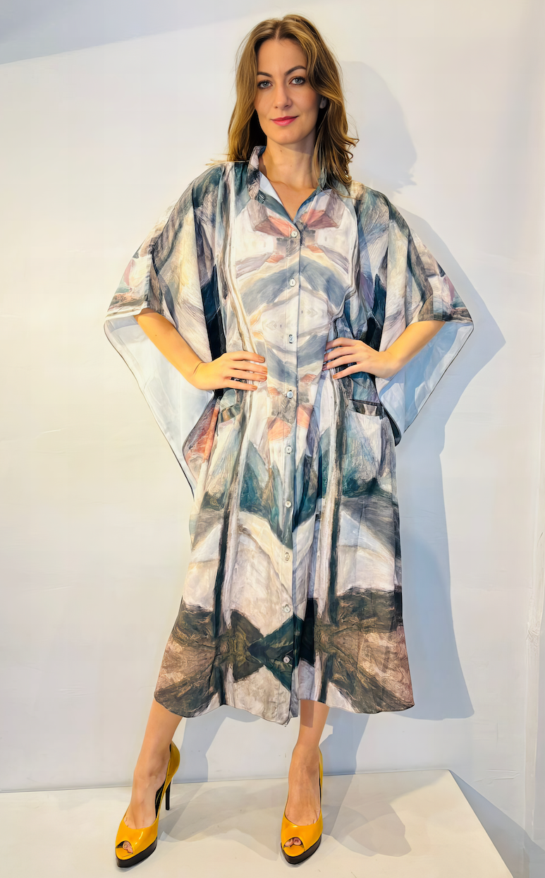 Alessa Long Short Roll Wing Dress Grár